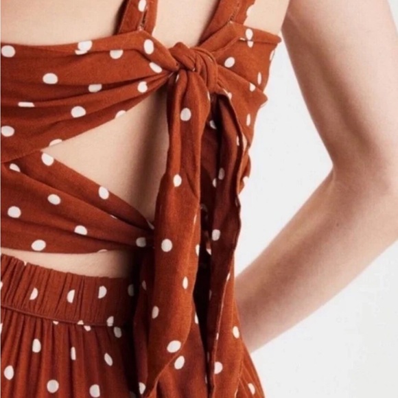 American Eagle Polka Dot Sleeveless Tie Back Jumpsuit Women’s XS - Picture 8 of 8